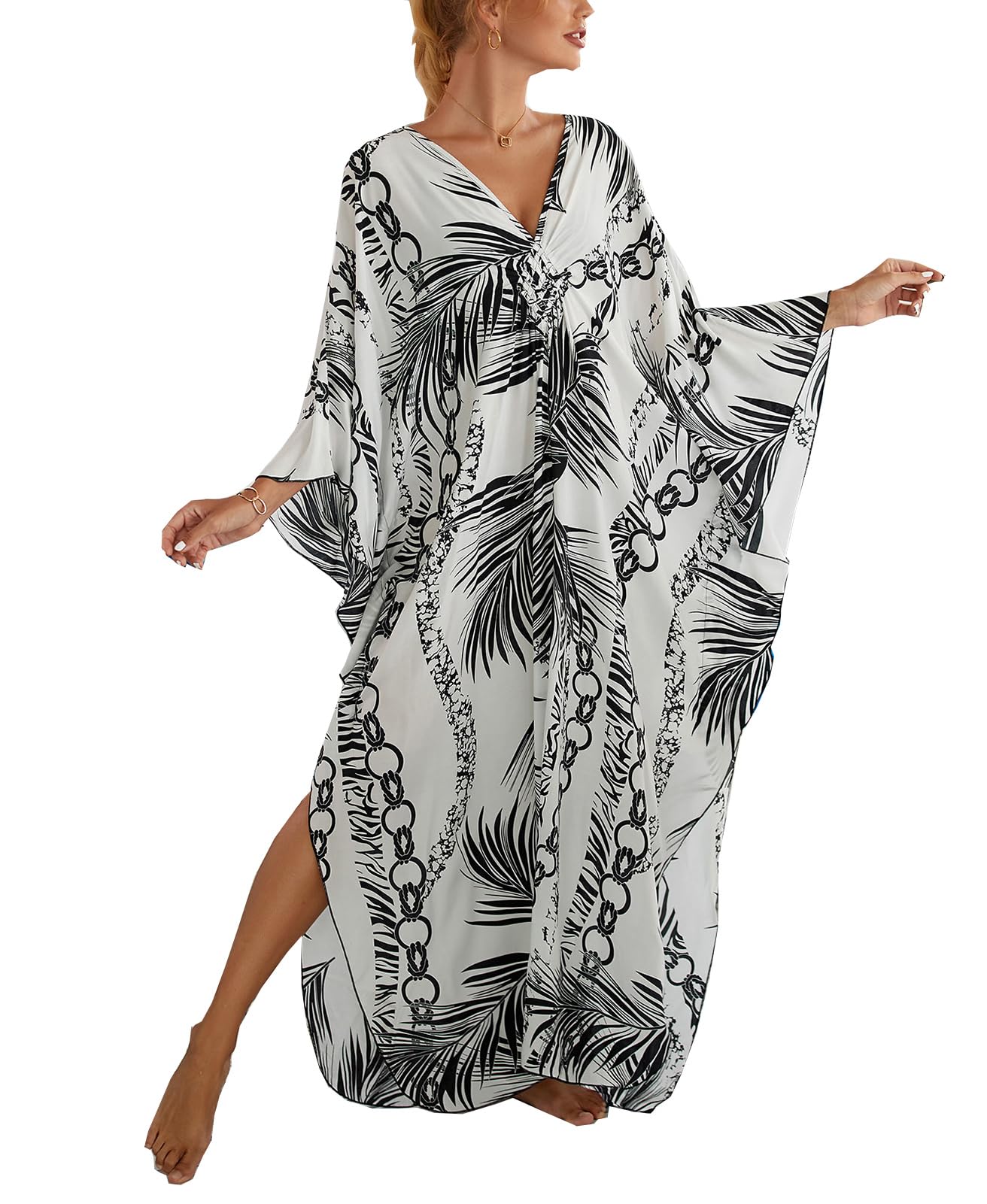 sunforyou Kaftan Dresses for Women Stylish Caftans Plus Size Beach Cover up Soft Loungewear
