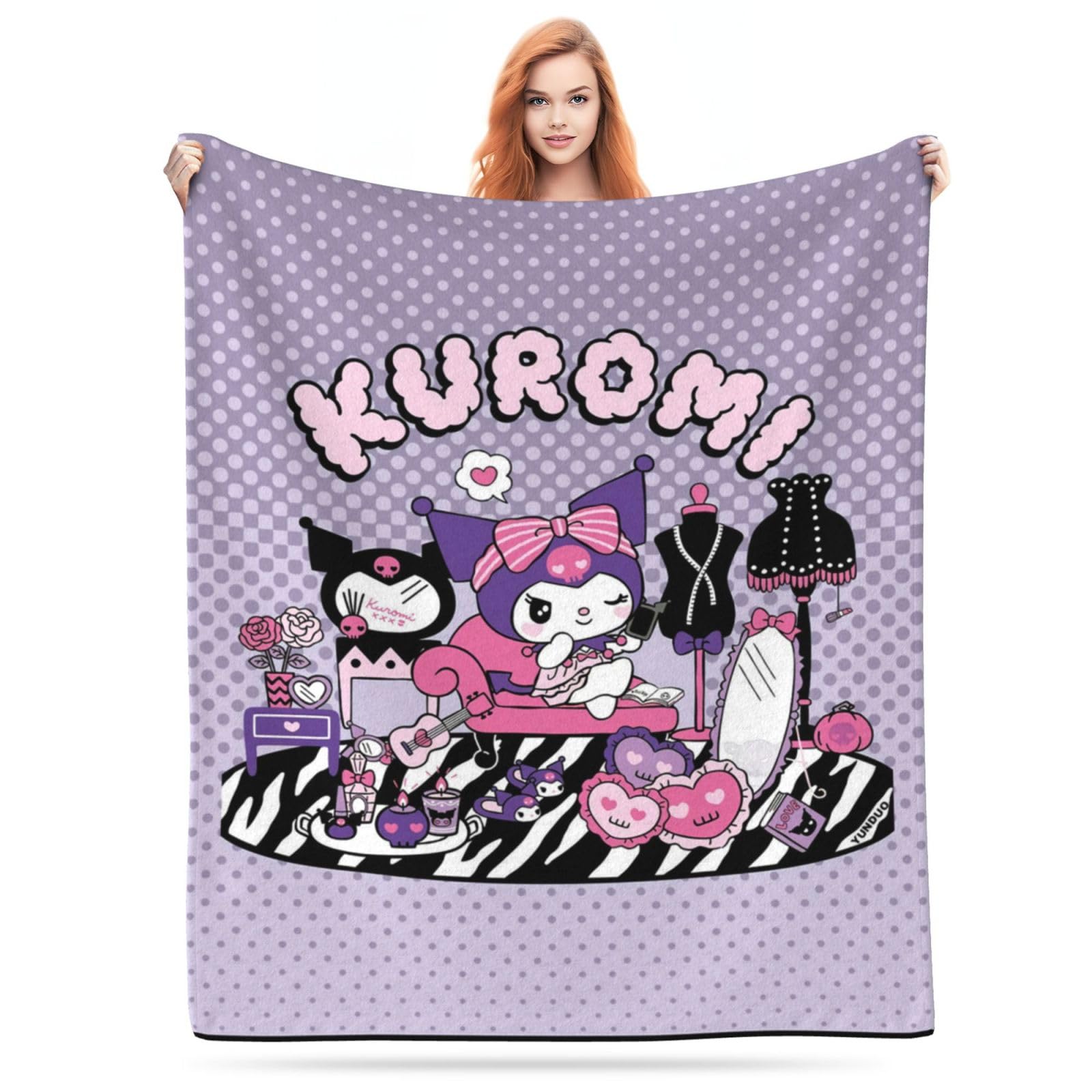 mnizgrf Kids' Throw Blankets Kawaii Super Soft Blanket Cute Plush Blanket Four Seasons Flannel Fleece Blanket for Bed Sofa Living Room Decor (Pink,60"x50")