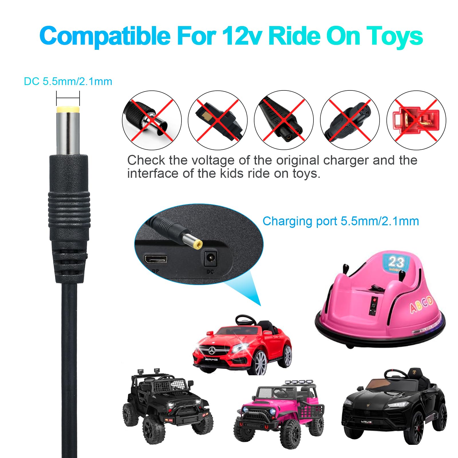 12V Charger For Kids Ride On Toys Car 12 Volt