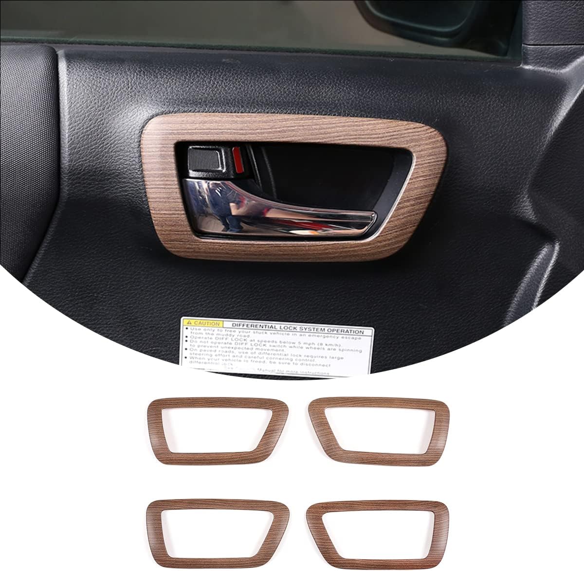 4PCS ABS Inner Car Look Interior Door Handle Panel Cover Trim Compatible with Toyota Tacoma 2016 2017 2018 2019 2020 2021 2022 2023 Interior Door Handle Frame (Pear Wood Grain)