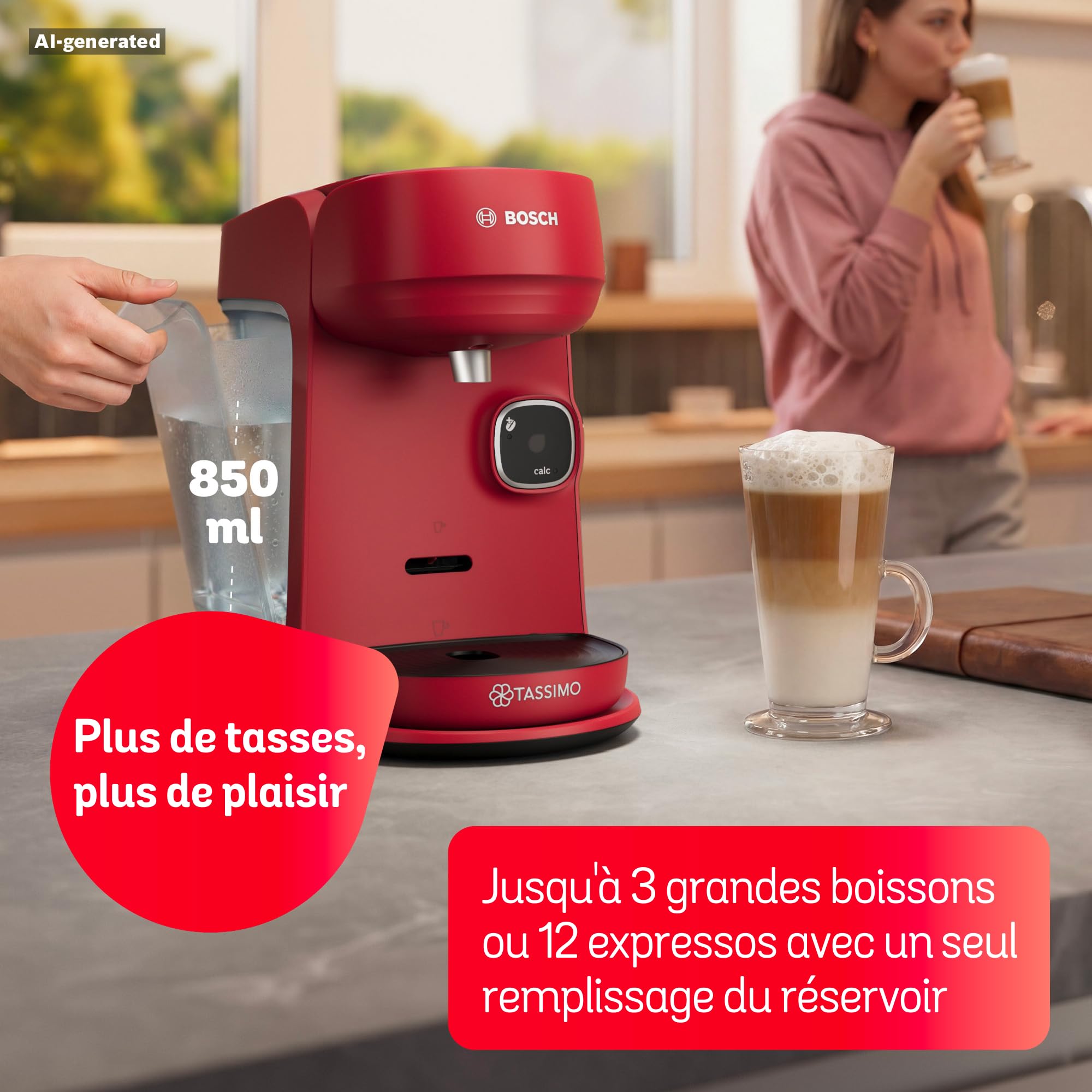 Bosch, TASSIMO Harmony, machine à café, TAS173B, rouge foncé