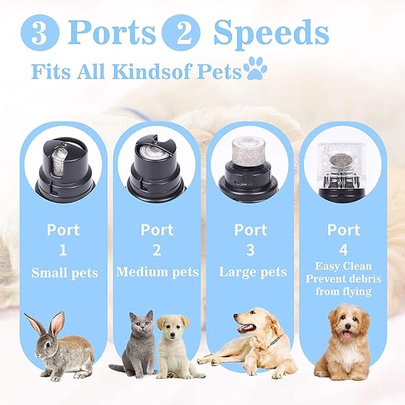 Pet Nail Grinder with LED Light & 2 Grinding Heads, 2-Speed Low Noise | More Powerful Dog Nail Grinder, Pet Nail Trimmer File, Painless Paw Claw Care, Quiet Toenail Grooming Tool for L/M/S Dog Cat