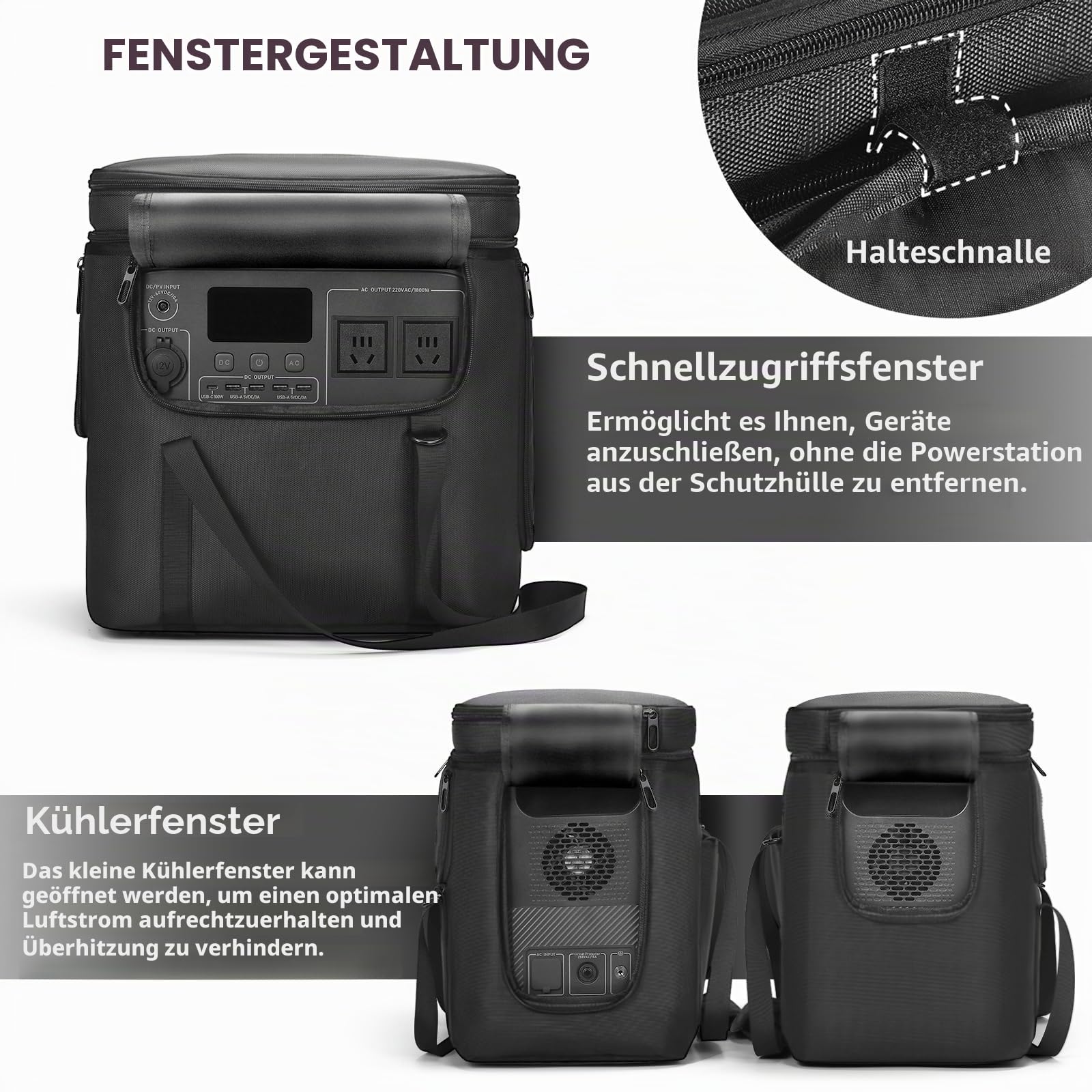 Tragetasche kompatibel mit BLUETTI AC180 Portable Power Station, Reise-Aufbewahrungstasche Abdeckung für Netzteil, Ladekabel und Zubehör