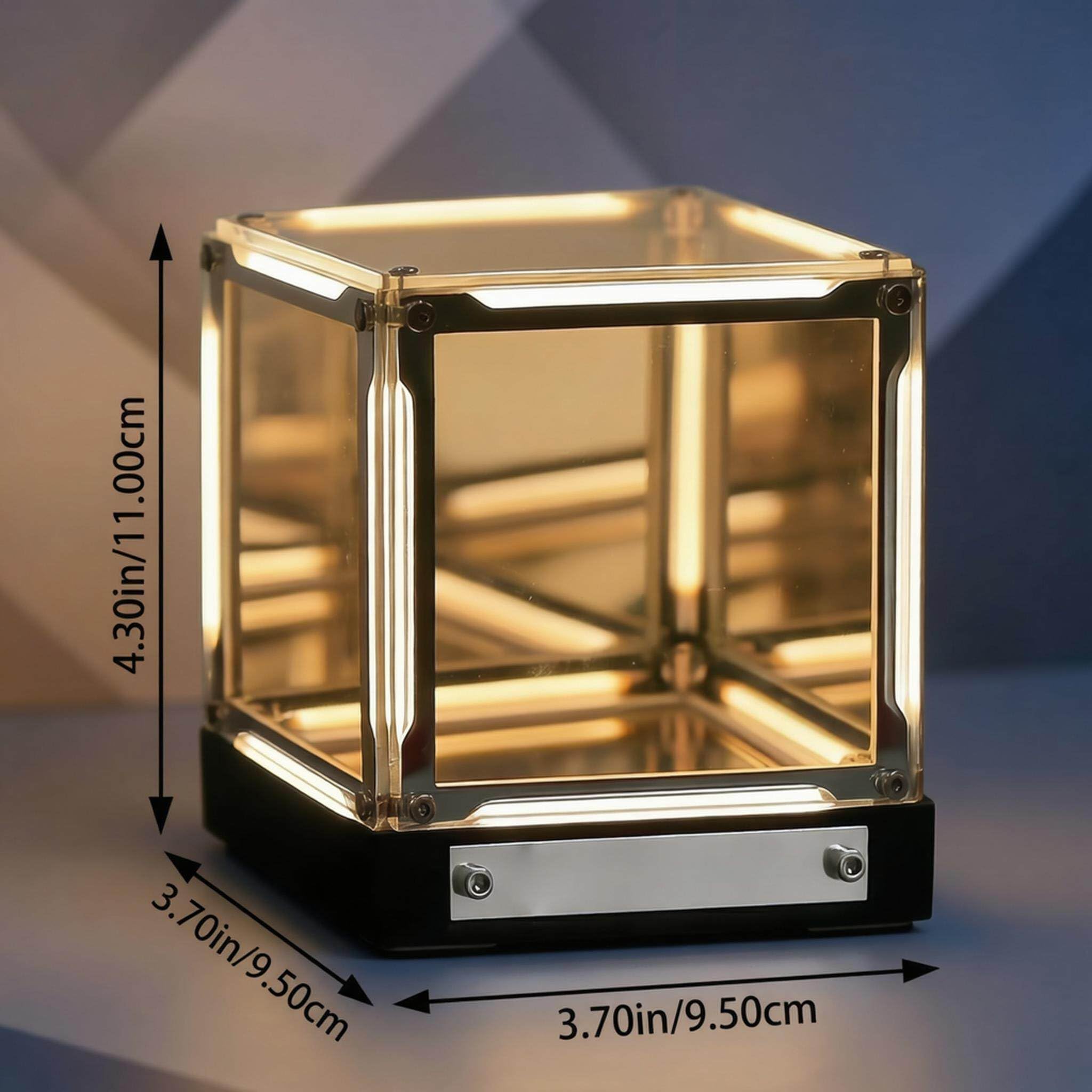 Jiawu Lampada Cubo Specchio 4D, Lampada da Comodino Touch Control con LED Dimmerabile,Luce Notturna USB-C Ricaricabile per Camera da Letto, Scrivania,Configurazione di Gioco,2000MAh