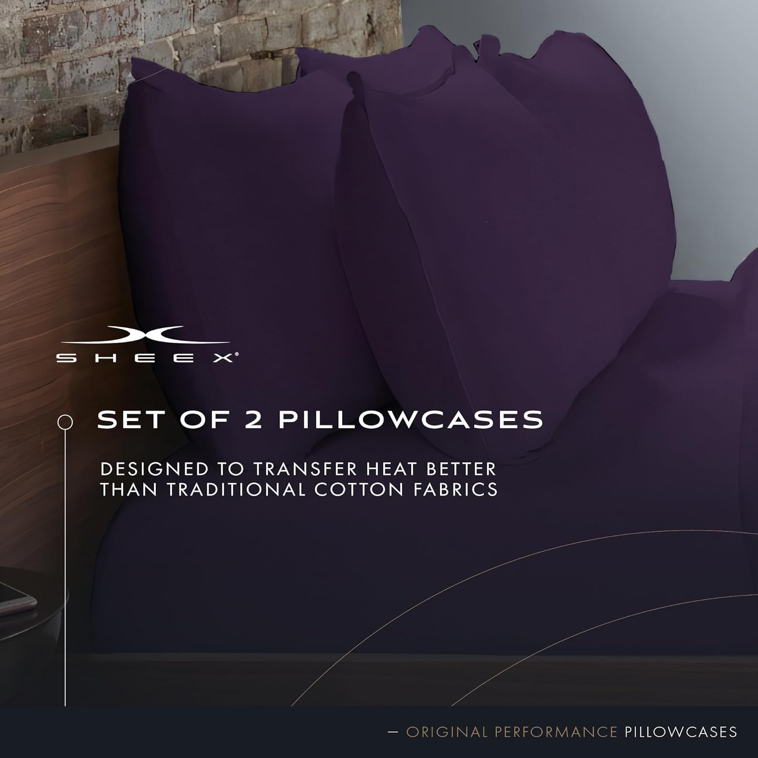 SHEEX Original Performance Cooling Pillowcases, Ultra-Soft King Pillowcase Set, 2 Cooling Pillow Covers, Royal Plum