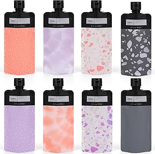 8 PCS Leak Proof Empty Squeeze Pouches, Refillable Travel Pouches Proof, Portable Travel Fluid Makeup Packing Bag Travel Pouches for Shampoo Toiletries Lotion Face Cream