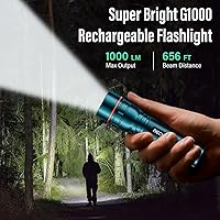 Vista 7 de RECHOO Linterna recargable, paquete de 1, linterna brillante de grado militar, altos lúmenes con enfoque ajustable y 3 modos de iluminación