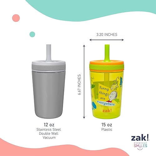 Miniatura 107 de Zak Designs - Juego de vasos Baby Shark Kelso de 15 onzas, sin BPA, tapa de rosca con popote hecha de plástico duradero y silicona, paquete perfecto