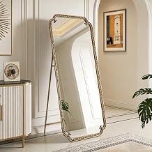 71"x32" Full Length Body Mirror with Stand, Oversized Vintage Gold Floor Mirror Full Length, Standing & Wall Mounted Full Body Mirror for Bedroom Living Room Entryway