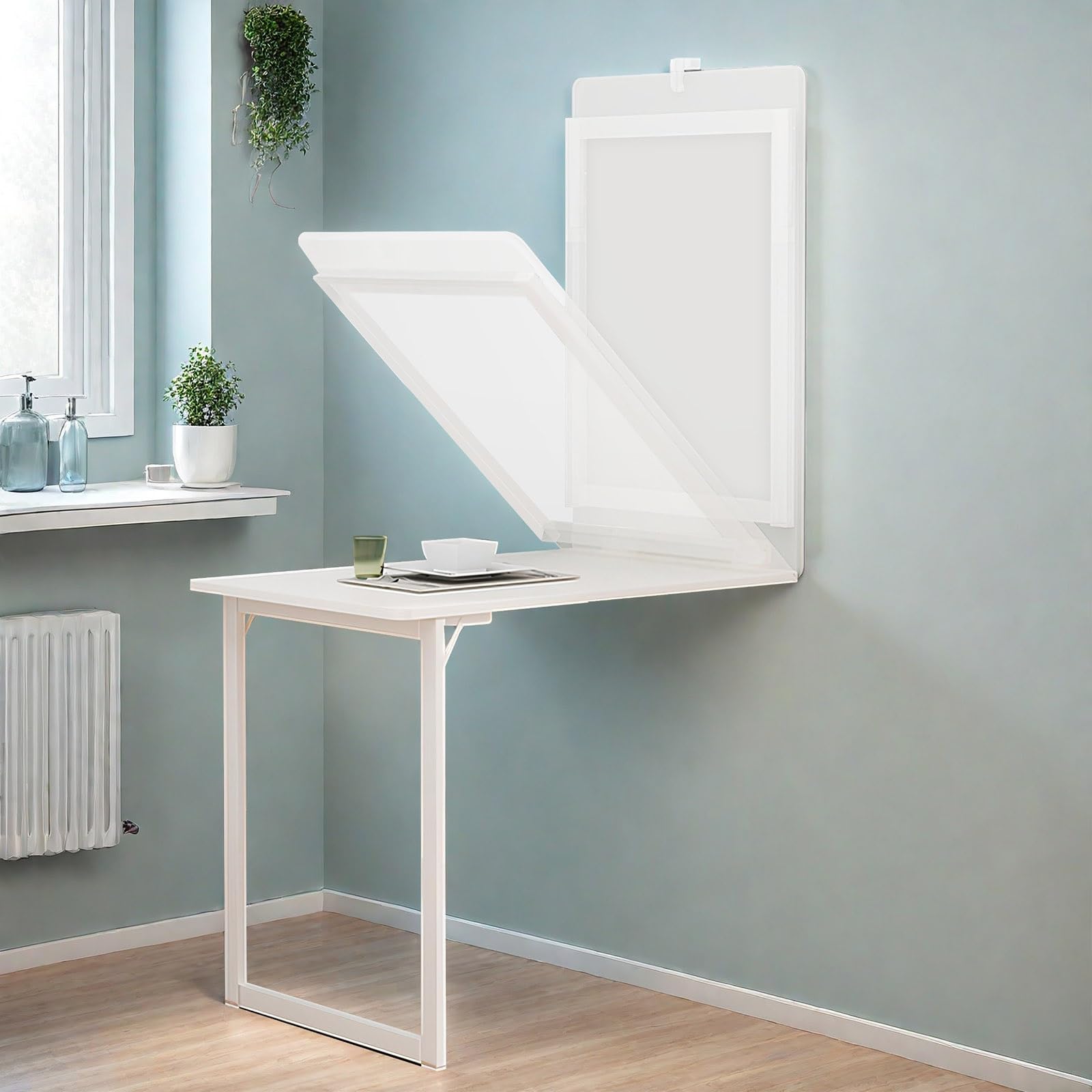 Tavolo Pieghevole a Muro Cucina 90×60cm Semplice Tavolo Da Parete Salvaspazio Tavolo Da Cucina Balcone Bianco Tavolo Da Pranzo