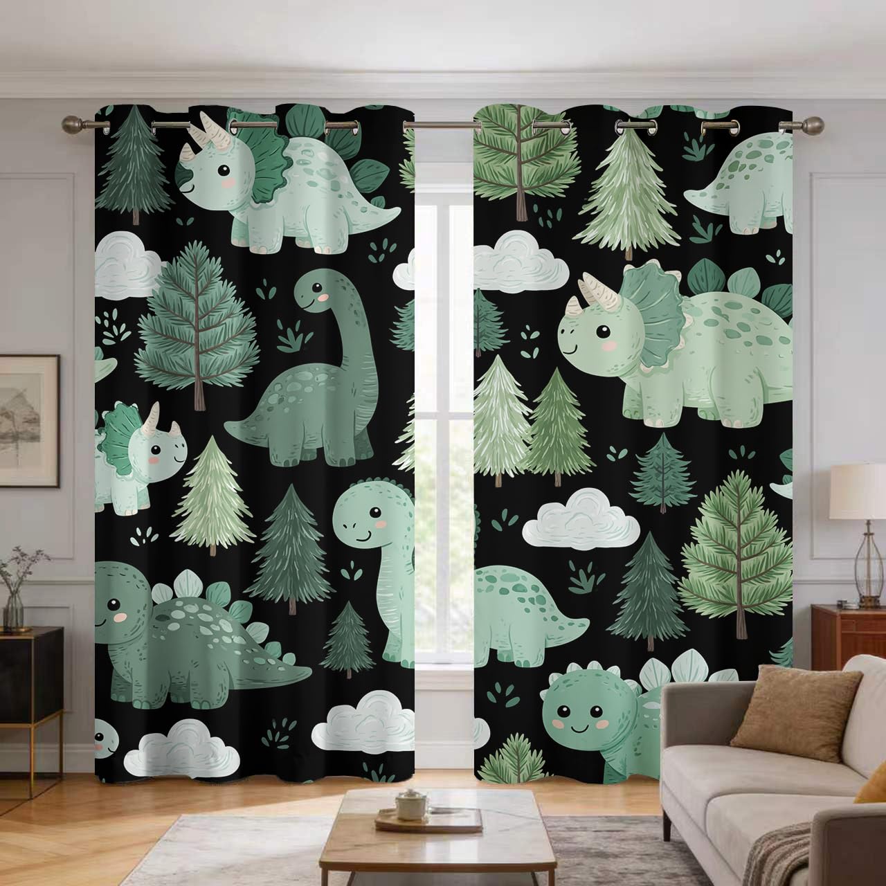 Générique Rideaux Motif Mignon Dinosaure Rideau Occultant