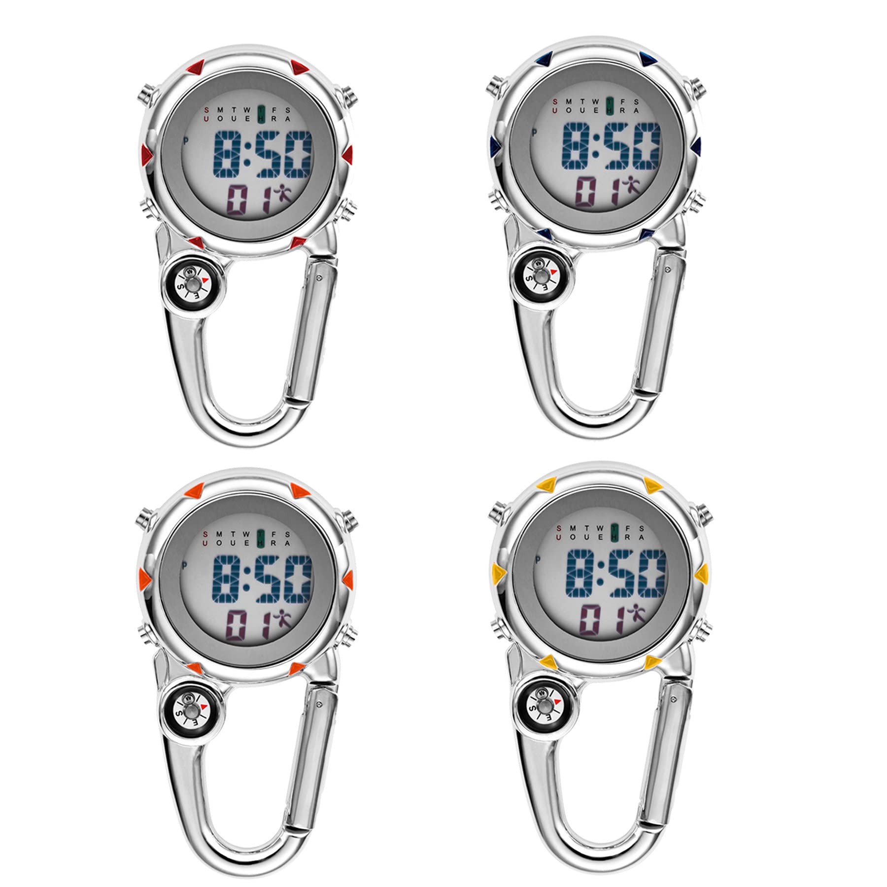 JewelryWe Clip on Digital Watch Carabiner Fob Watches for Nurses Chefs