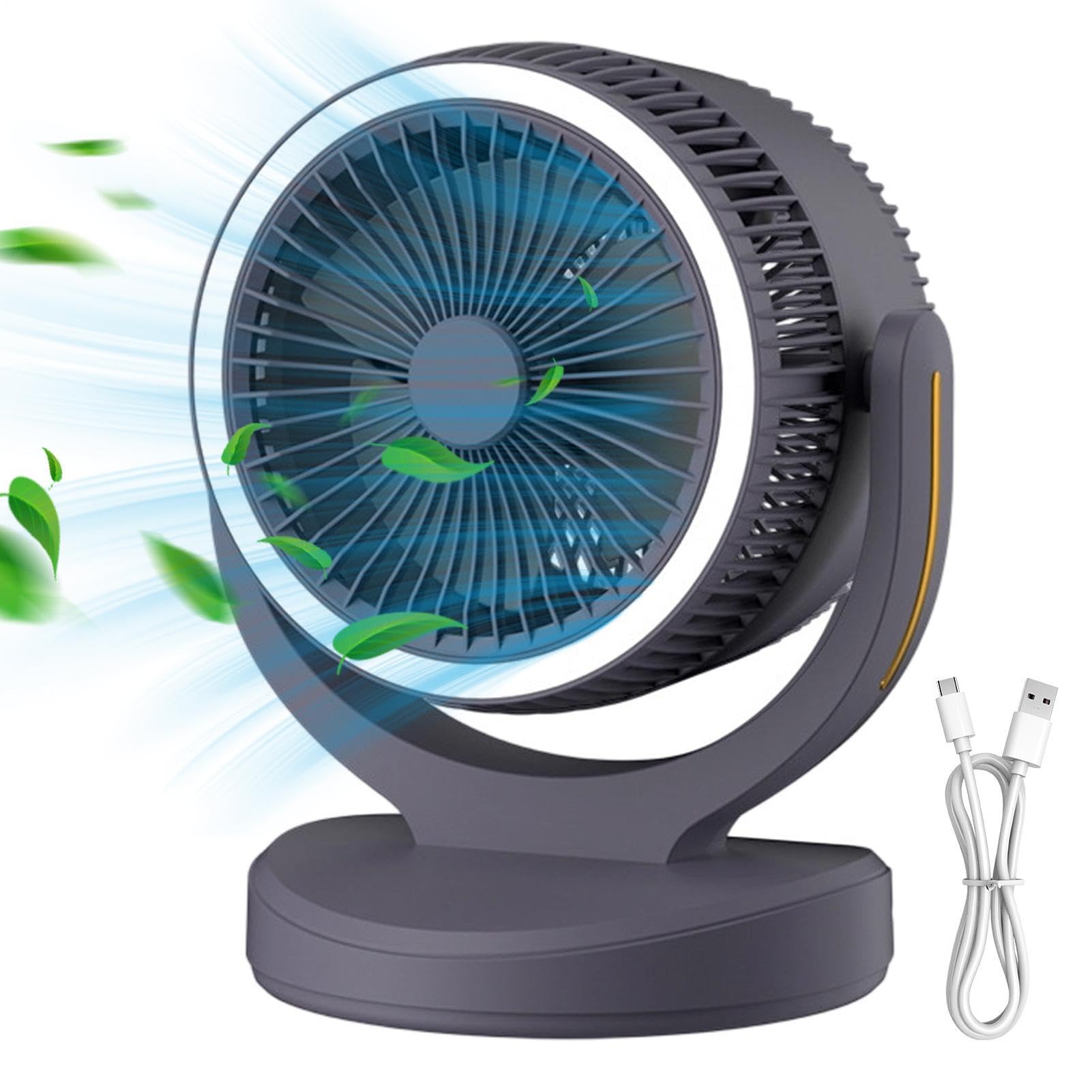Ventilatori da tavolo per la camera da 2400mAh Ricaricabile, 3 Velocità con | Ventilatore Raffrescante Desktop Adulti, Soggiorno, Casa, Appartamento, Ufficio, Studio, Uso Interno