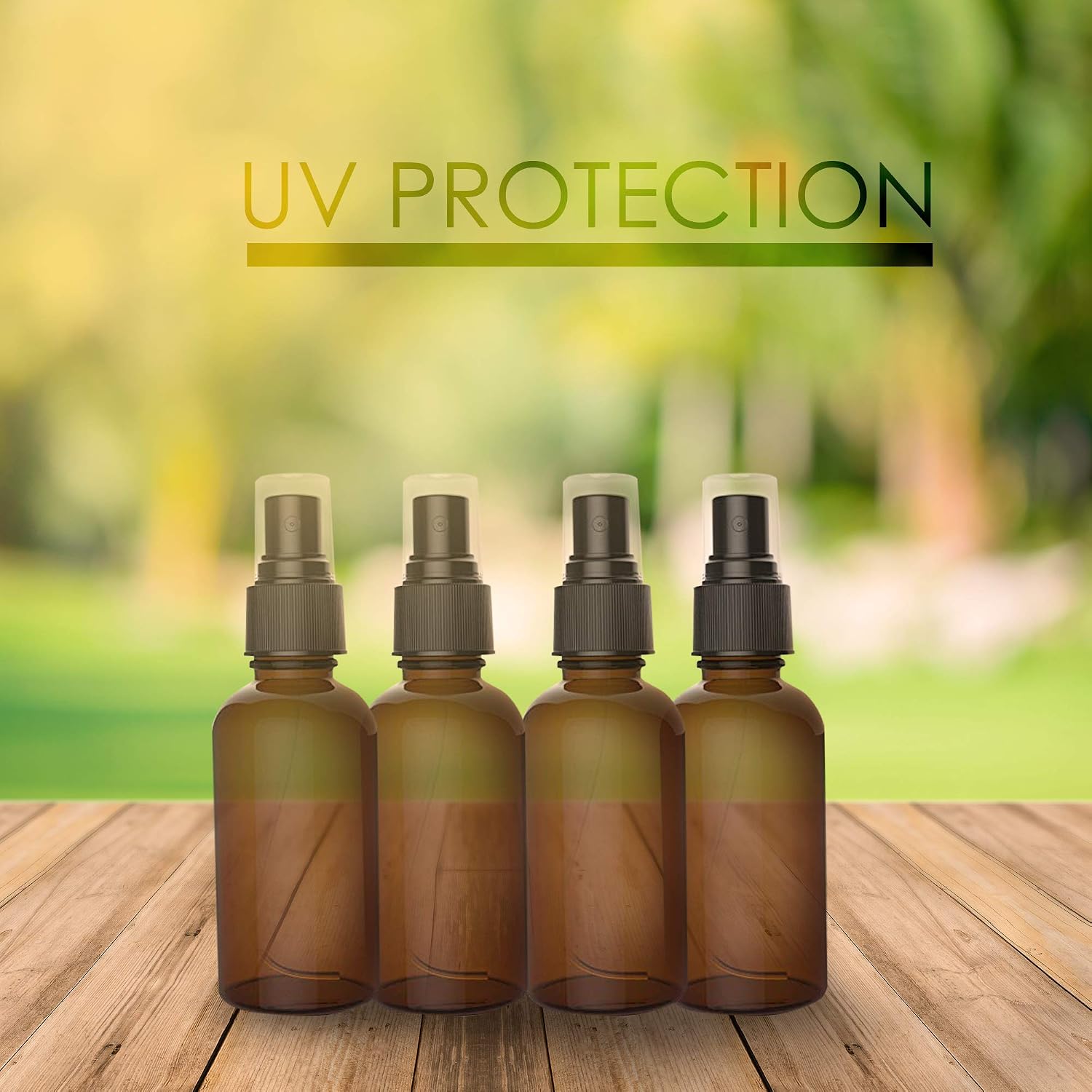 4 Pack Amber Spray Bottles 2oz - [THE PERFECT SPRAY] - Brown Empty Glass Bottle For Cleaning - Best Refillable MIST SPRAY Pack Perfume Atomizer [2oz]