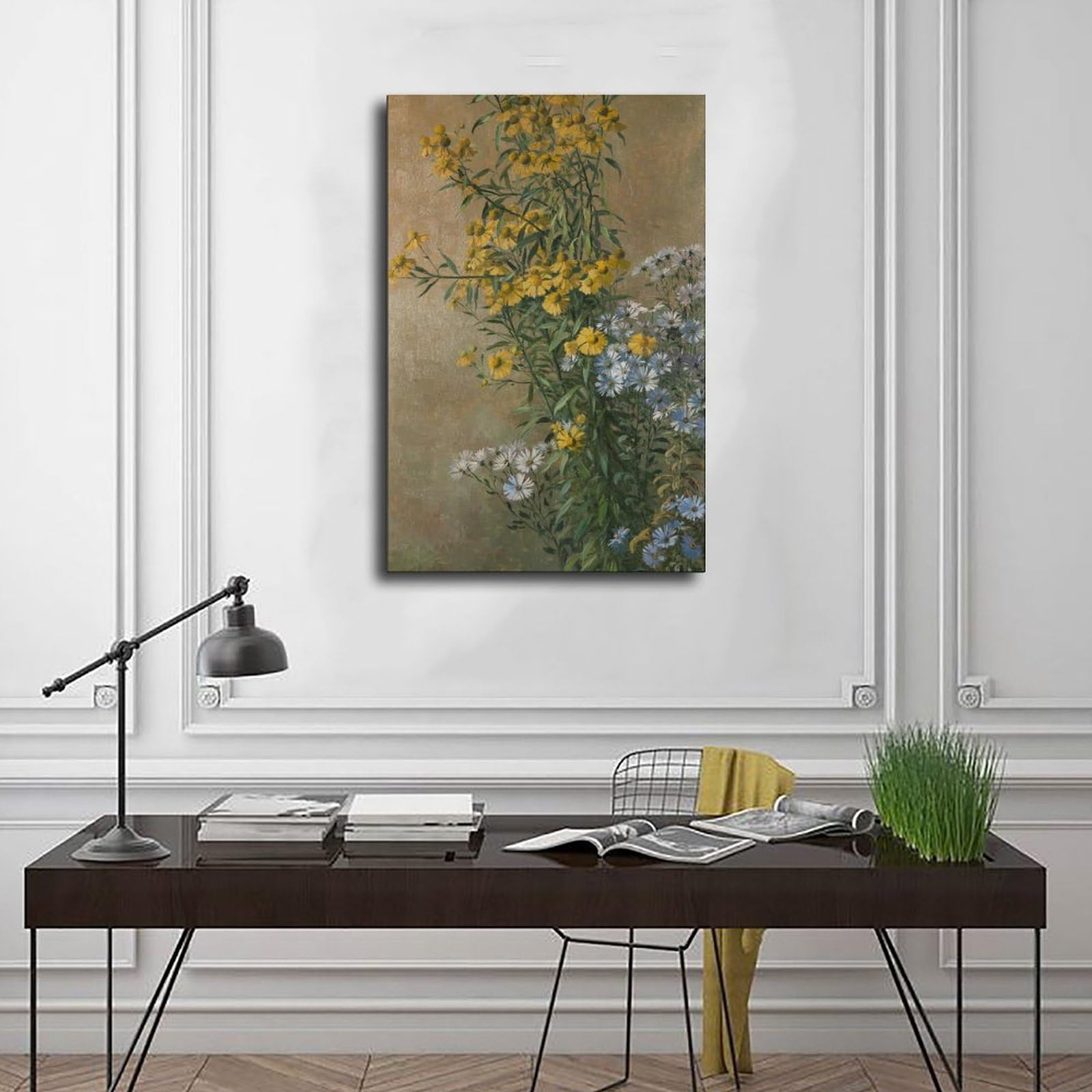 YRVSHC Poster su tela con fiori autunnali, girasoli e astri, per ufficio, decorazione regalo