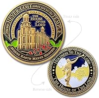 Vista 3 de Armor Coin & Emblem - Medallones del templo LDS Logan Utah con caja de lata de lujo y paño de pulido adicional, juego de 2 medallones