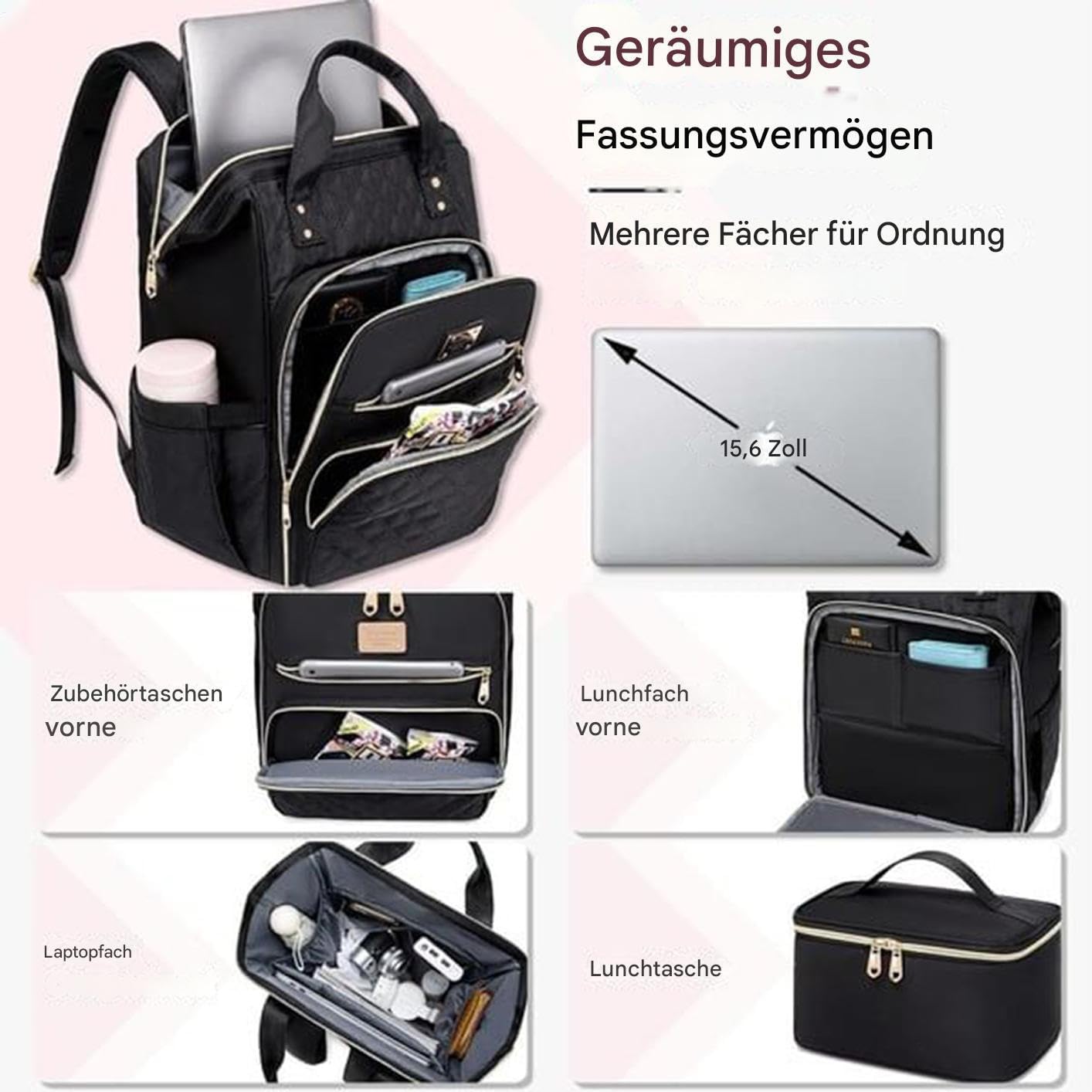 Zaino da lavoro con portapranzo, elegante borsa termica per l'uso | quotidiano, multifunzionale per scuola, ufficio, viaggi, escursioni, picnic, vacanze, pendolari e serate all'aperto