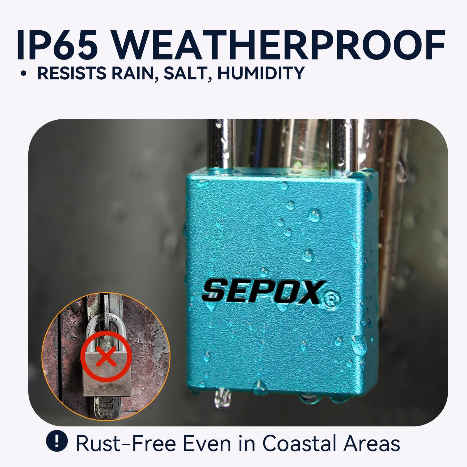 SEPOX® Candados ultra resistentes a la intemperie, juego de 4 candados de aluminio azul con 8 llaves iguales, alta seguridad para exteriores e industriales como bloqueo, puertas, almacenamiento,