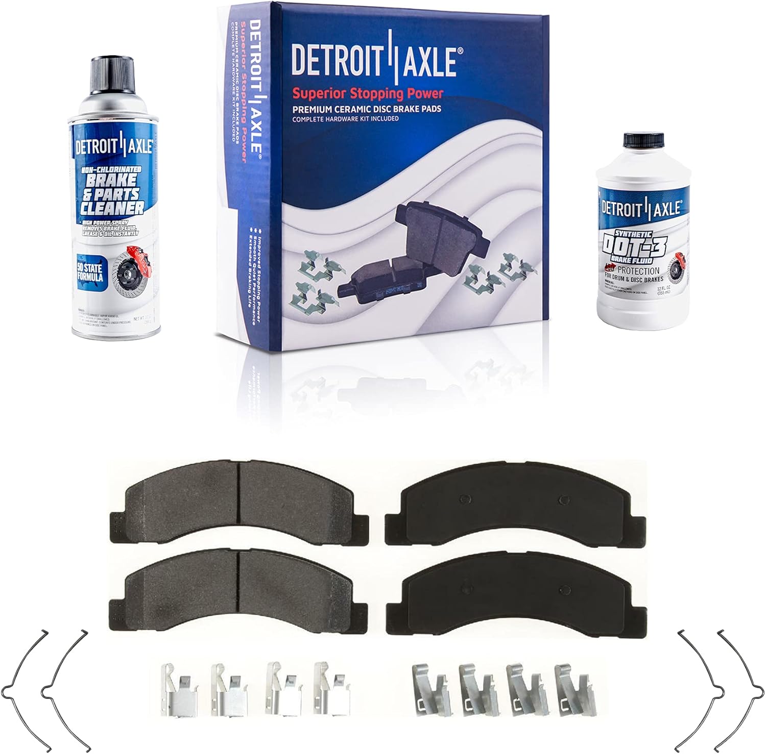 Detroit Axle Front Ceramic Brake Pads w/Hardware + Brake