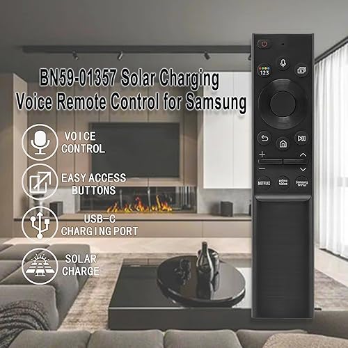 Miniatura 2 de BN59-01357A Control remoto solar para Samsung Smart TV, RMCSPA1EP1 Control remoto de voz de energía solar para Samsung NEO LED Smart 4k Ultra HD TV