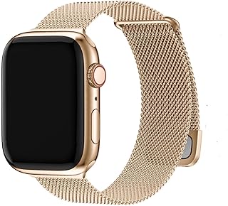 Fullmosa Correa Magnética Compatible con Apple Watch 44mm 45mm 46mm 49mm 42mm,Bracelet de Acero Inoxidable Milanese Loop para iWatch Ultra 2/1 Series 10 9 8 7 6 5 4 3 2 1 SE,Oro Rosa