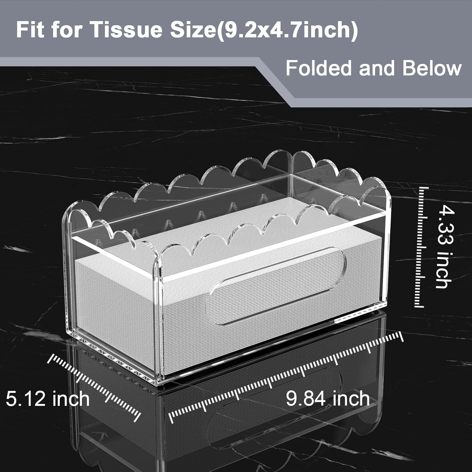 LUGUNU Clear Tissue Box Holder with Storage, Acrylic Rectangular Tissue Box Cover for Bathroom Counter, Living Room Coffee Table, Office Desk, Small Space Organizer – 2-in-1 Design with Non-Slip Base