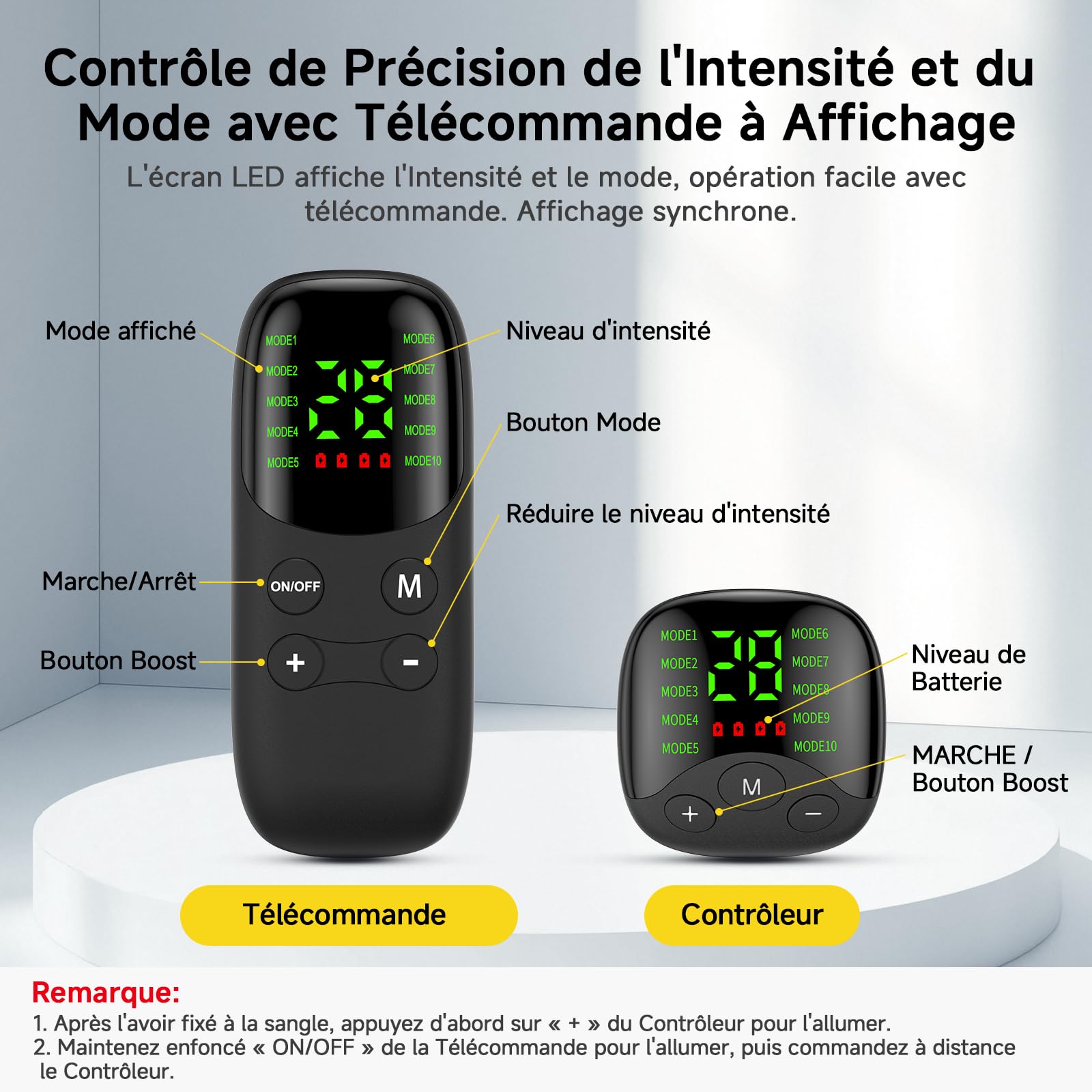 Électrostimulateur Musculaire pour Cou et Dos, EMS Masseur Dos et Cervicales avec Télécommande, Stimulateur Musculaire 30 Niveaux & 10 Modes, Sangle Electrostimulation pour Cou Dos, Entraîneur Cou EMS