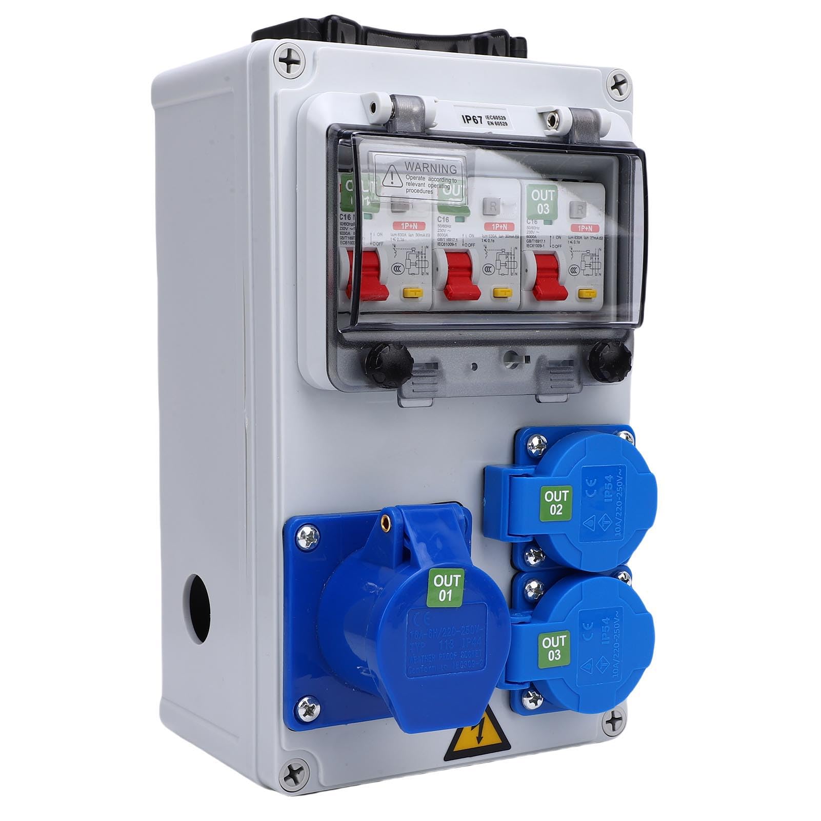 Zewnętrzna Skrzynka Rozdzielcza Obudowa Gniazdka Elektrycznego Przenośna Przemysłowa Skrzynka Gniazdkowa 250x150x100mm IP44 do IP67 Wodoodporna, Ognioodporna z Typem Wyłącznika