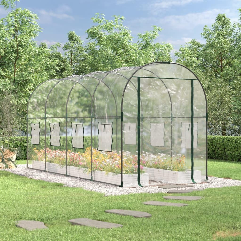 Homgoday Invernadero de Jardín Grande con Estructura de Acero y Cubierta de PVC - Protección UV y 8 Ventanas