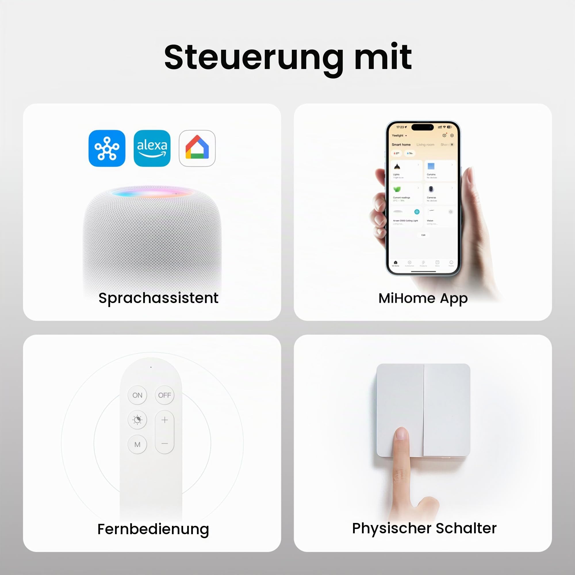 Yeelight Smart Deckenlampe 60cm, 4800LM 50W Dimmbar LED Deckenleuchte mit separatem RGB-Licht, Schnellmontage, 16M DIY Farben, 2700K-6500K, Kompatibel mit Alexa & Google, App/Fernbedienung Große Lampe