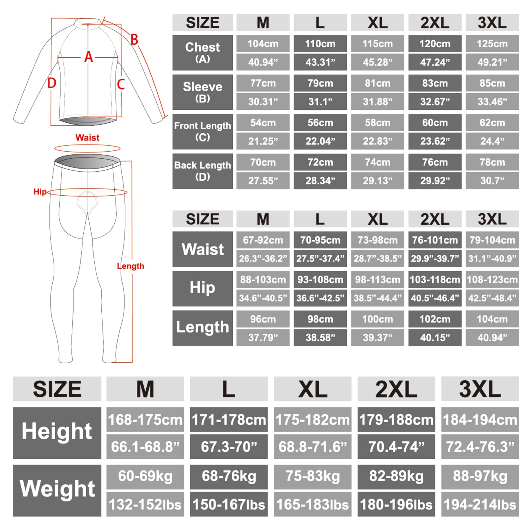 X-TIGER Ciclismo Inverno Termico Vello Completo Giacca Maglia Maniche Lunghe Maglietta Manica da Uomo 5D Gel Pantaloni Lunghi con Pettorina Set di Abbigliamento Ciclista