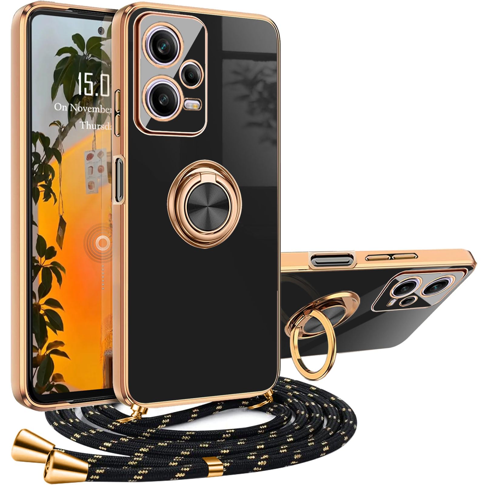 Coole Handyhülle Für Xiaomi Redmi Note 12 Pro 5G Mit Band & Kette – Auch Als Ständer Nutzbar!
