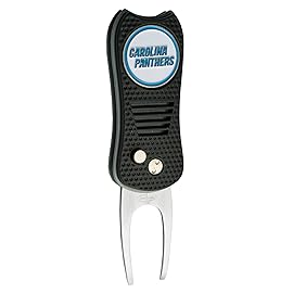 Team Golf NFL Carolina Panthers Retractable Divot Tool with Double-Sided Magnetic Ball Marker, Features Patented Single Prong Design, Causes Less Damage to Greens