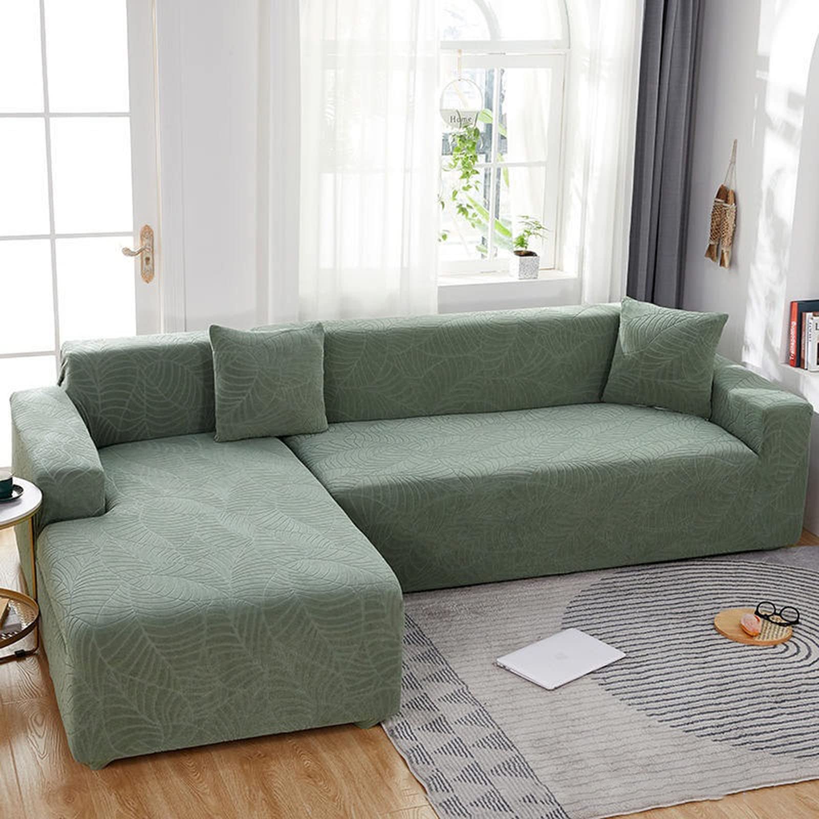 Housse de canapé d'angle forme de L extensible taille 145-185cm