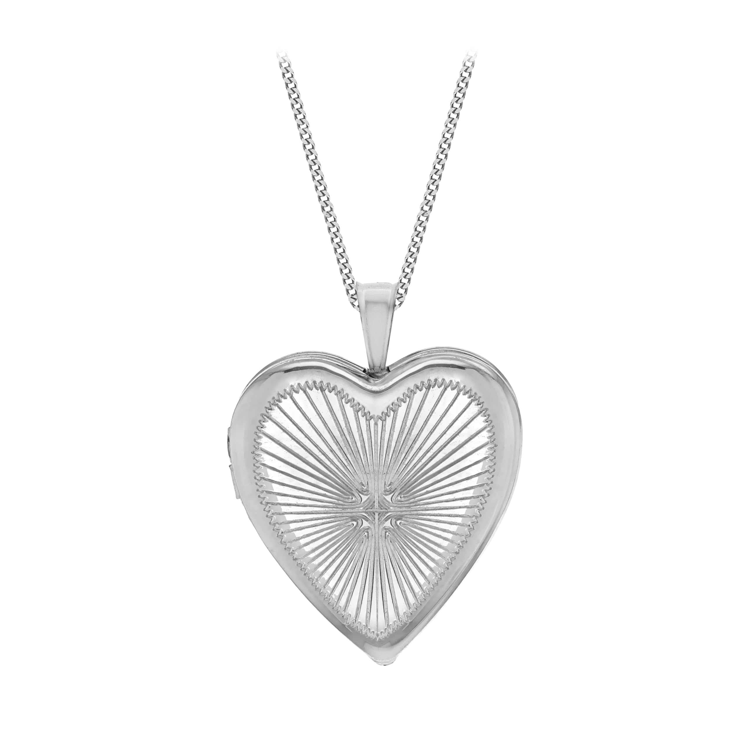 Amazon Essentials Sterling Silver Rhodium Plated Sunray-Heart Locket Necklace