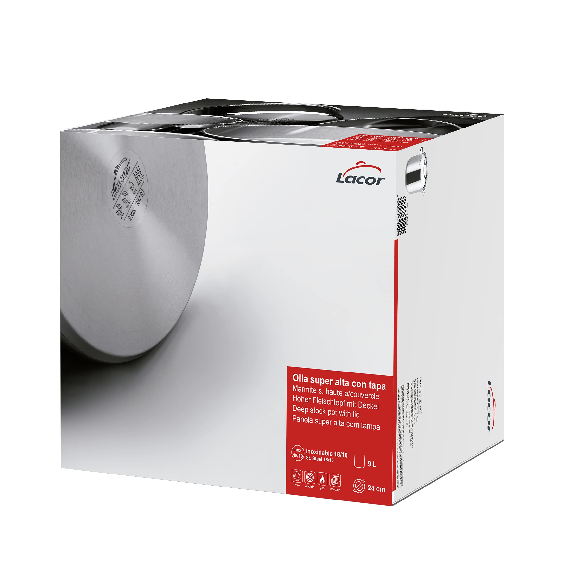 Lacor 32125 - Pot en acier inoxydable High Acié, inclut couvercle | Fabriqué en acier inoxydable de qualité alimentaire; haute résistance à la corrosion et usure quotidienne
