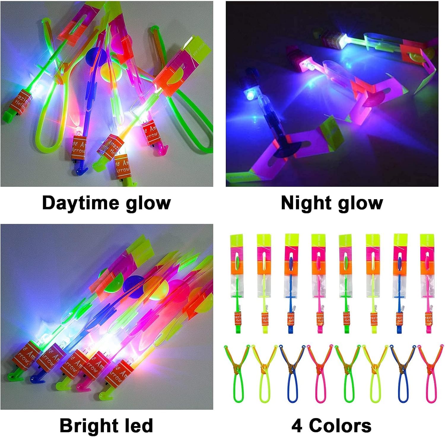Helikopter Shooters Toy, 16pc imprezy dla chłopców dziewcząt w wieku 6+, LED Light Up Slingshot zabawki strzałki Copters Toys, imprezowe wypełniacze dla dzieci świąteczne prezenty (16PCS)