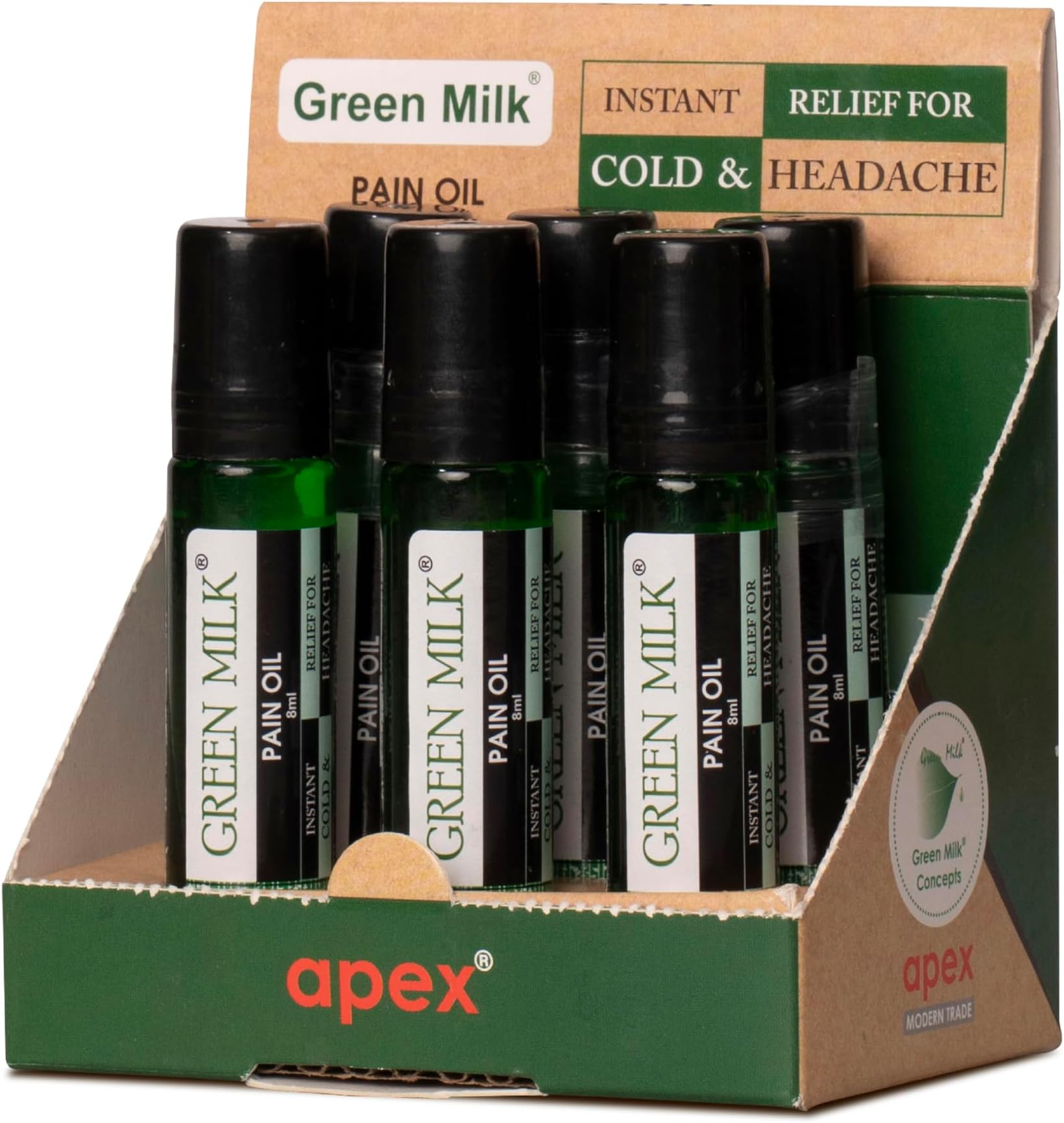 Green Milk Pain Oil | Ayurvedic Pain Relief Oil | Natural Herbal Massage for Arthritis, Back Pain, Knee Pain, Muscle Pain & Joint Stiffness โ 8ml Pack of 6
