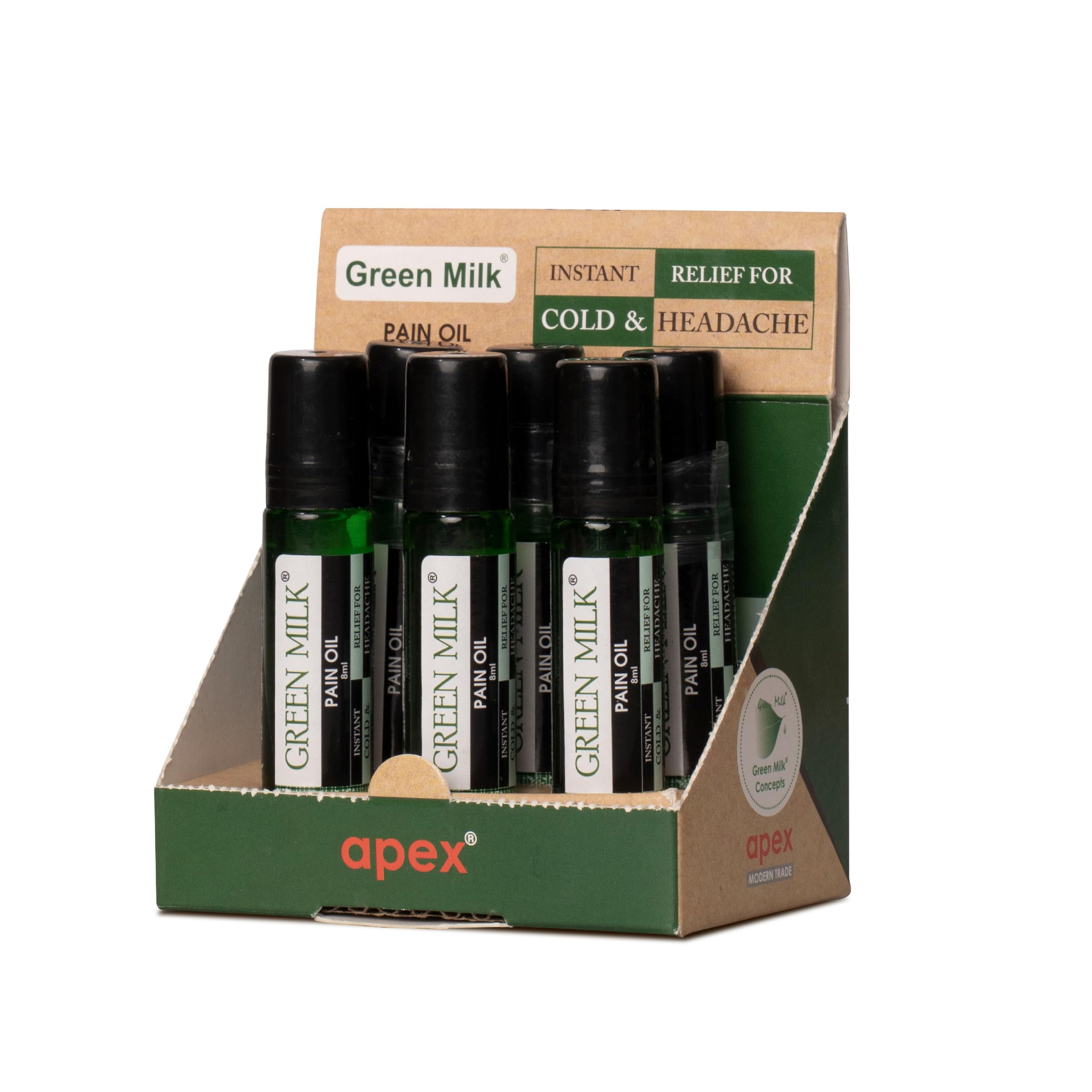 Green Milk Pain Oil | Ayurvedic Pain Relief Oil | Natural Herbal Massage for Arthritis, Back Pain, Knee Pain, Muscle Pain & Joint Stiffness – 8ml Pack of 6