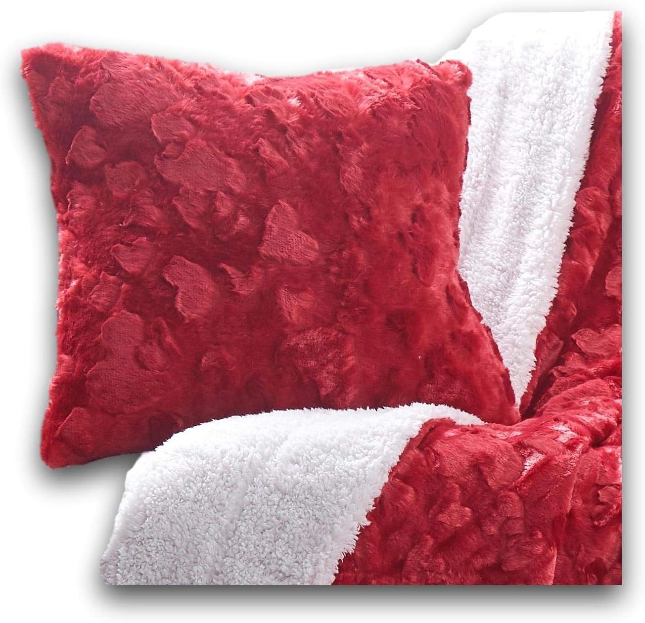 DaDa Bedding Soft Faux Fur Euro Pillow Cover Sham - Fluffy Luxury Blushing Rosey Pastel Cherry Blossom Pink - Decorative Cushion Cases Super Soft Warm Plush - 26" x 26" - 1-Piece