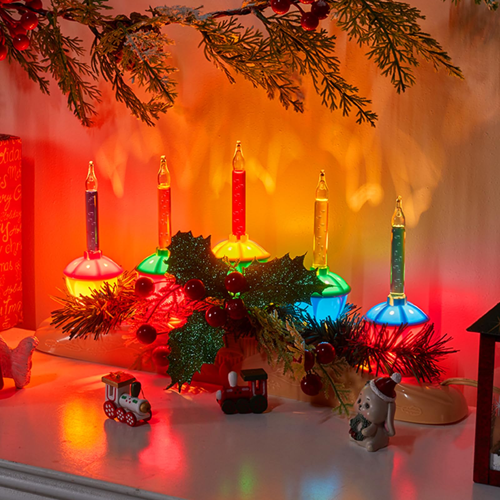 Brightown Christmas Bubble Lights Candle Lamp, Christmas Bubble Nights Lights with 5 Counts Bulbs, Plug in Christmas Window Candles Lamps, E12 Base, Vintage Bubble Lights for Holiday Home Decorations