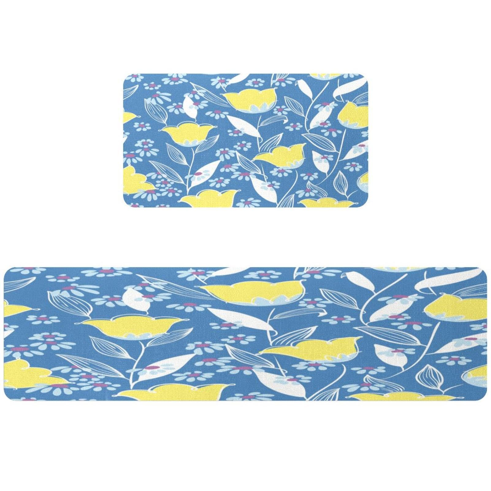 Alfombrillas de cocina antideslizantes VAPOKF con estampado de flores lavables pack de 2