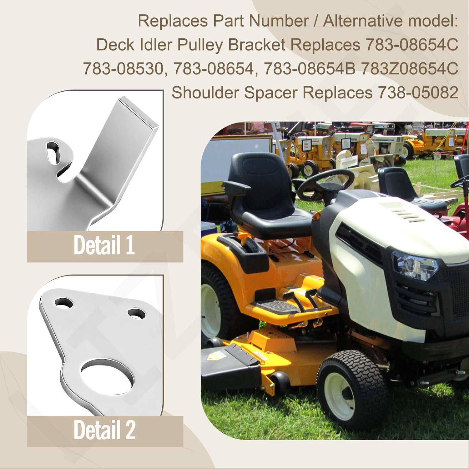 783-08654C Deck Idler Pulley Bracket & 738-05082 Shoulder Spacer Kit for MTD Cub Cadet Troy-Bilt 13AL795S004, 13AX795S004, TB42, TB46, 13WV78KS011