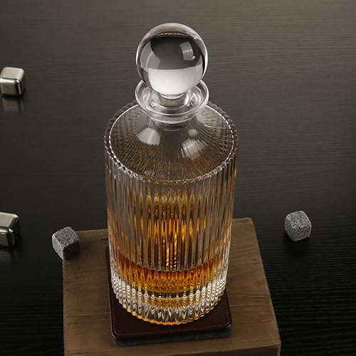 Miniatura 3 de Decantador de whisky y tapón de vidrio, decantador cuadrado de 27 onzas para whisky, bourbon, brandy, licor y ron