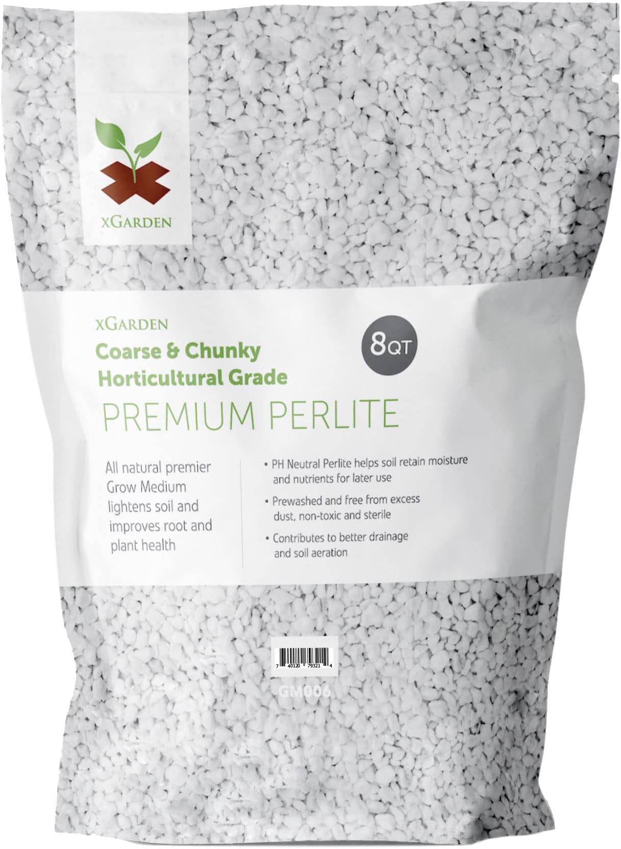 xGarden Mansso 8 Quarts Horticultural Grade Premium Perlite - Coarse and Chunky