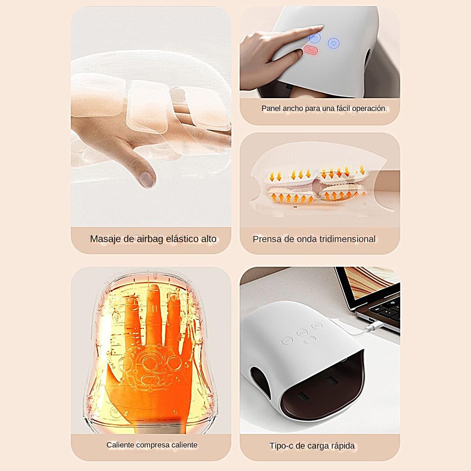 Masajeador De Manos Inalambrico | Masajeador De Manos Inalambrico Con Calefaccion - Máquina Recargable para Masajear Dedos y Palma en Madres Padres Atletas Adolescentes y Jóvenes