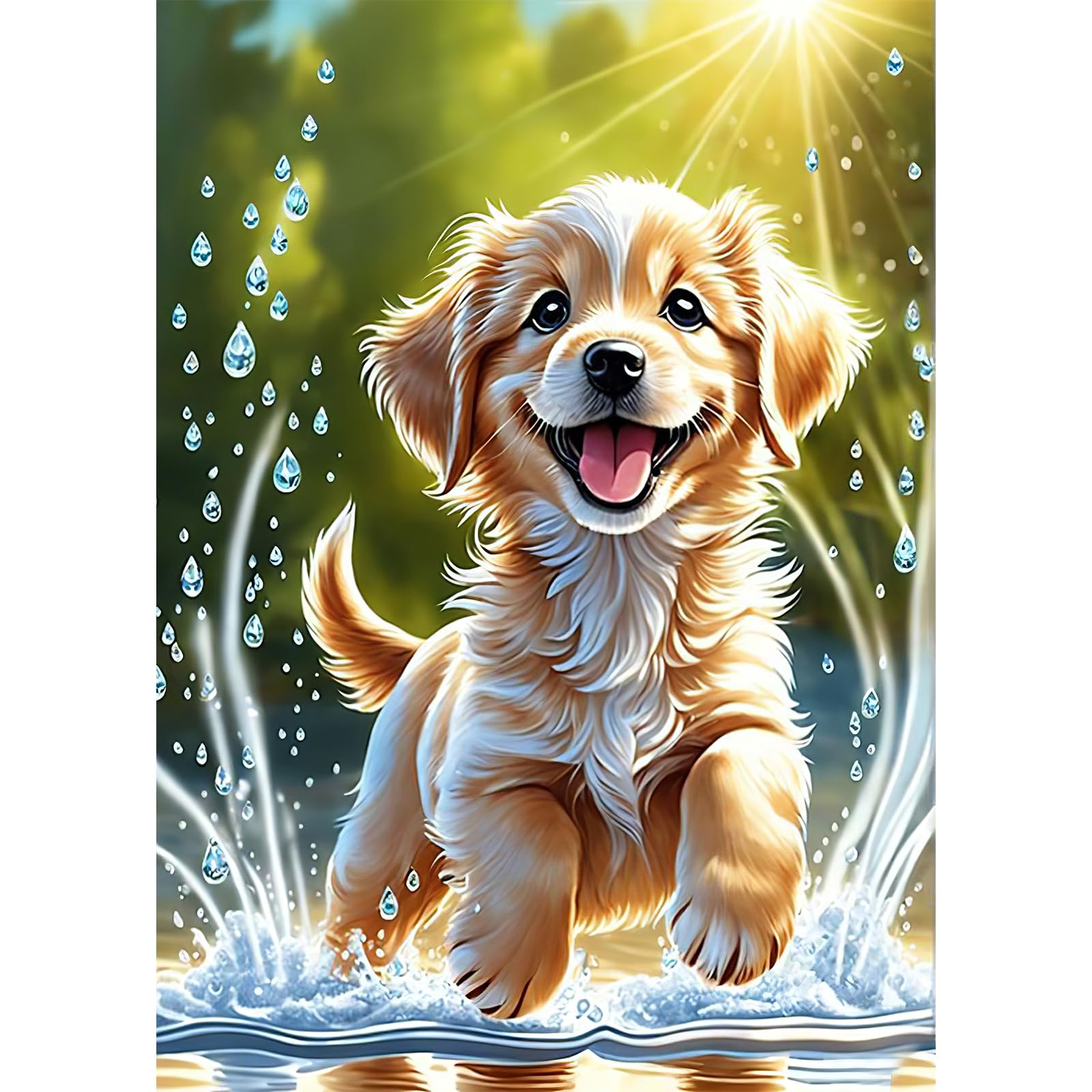 HEIBAGO 5D Diamond Painting Kits for Audlts DIY Dog Diamond Art Painting for Beginners Full Drill Diamond Dots Kits Animals Rhinestone Embroidery Crystal Crafts for Home Wall Decor 30x40cm