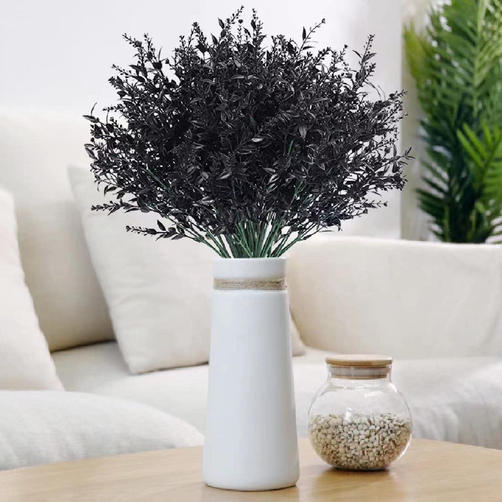 GJGHKLHL artificial flowers， Artificial Green Plants Flowers Plastic Lavender Fake Home Wedding Outdoor Balcony Black/122(Black)