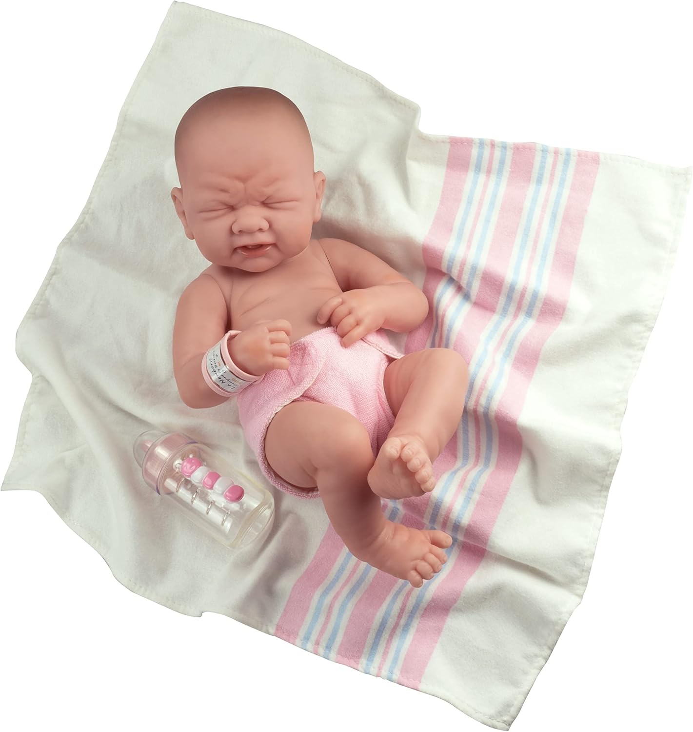 JC Toys, La Newborn First Tear | Anatomically Correct Real Girl Baby Doll | 14" All-Vinyl | Includes Hospital Blanket, Bracelet and First Baby Bottle | Made in Spain | Designed by Berenguer | Ages 2+