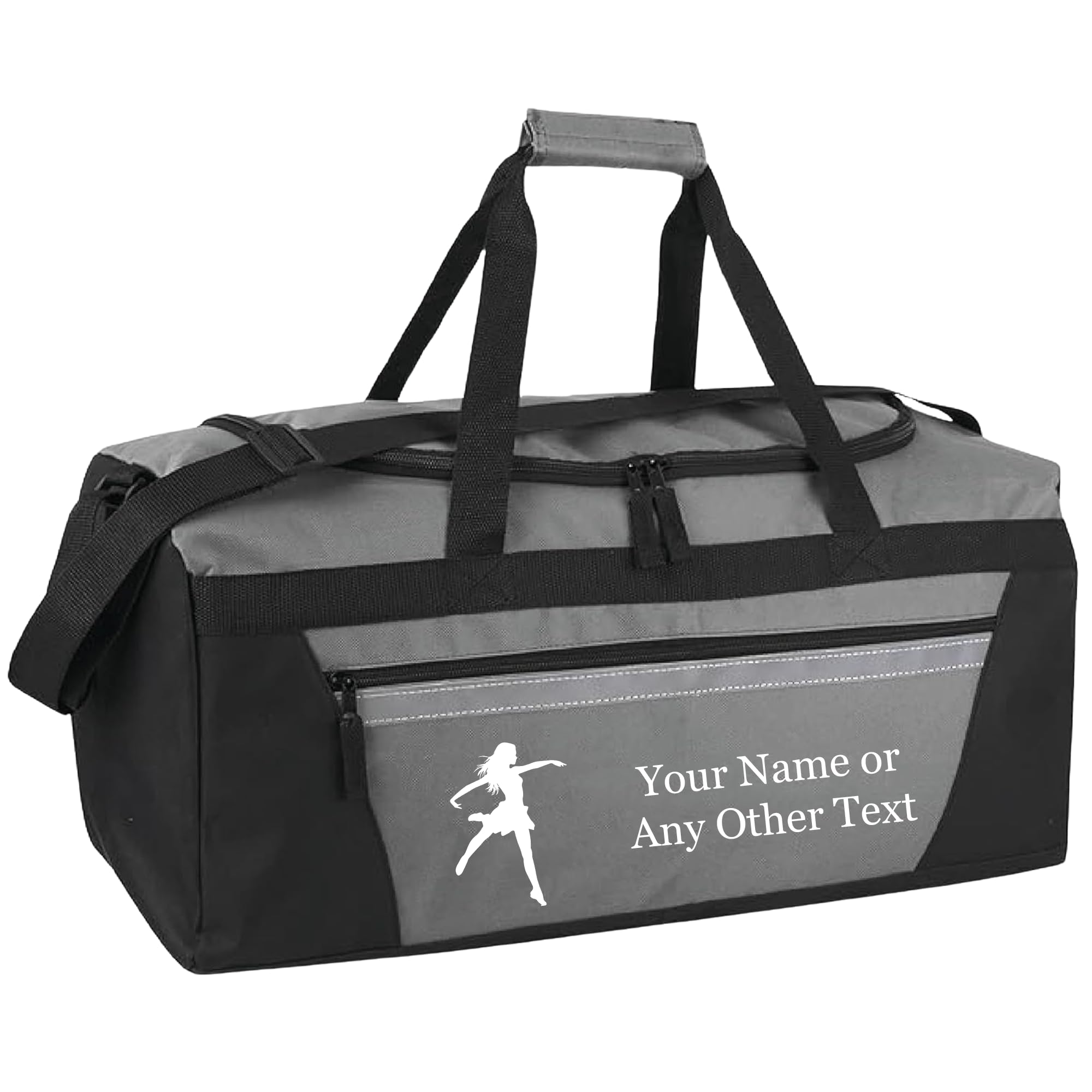 Personalized Sports Duffel Bags for Men and Women - 22” Customized Travel Duffle with Name & Dance Design - Water Resistant Two-Toned Overnight